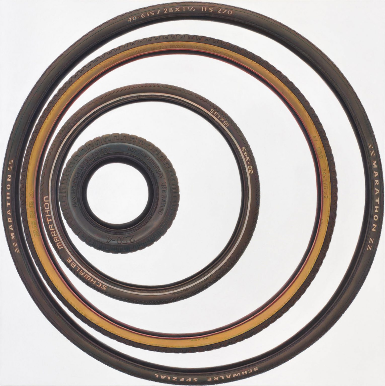 René Wirths, Reifen, 2016, Öl auf Leinwand, 190 x 190 cm